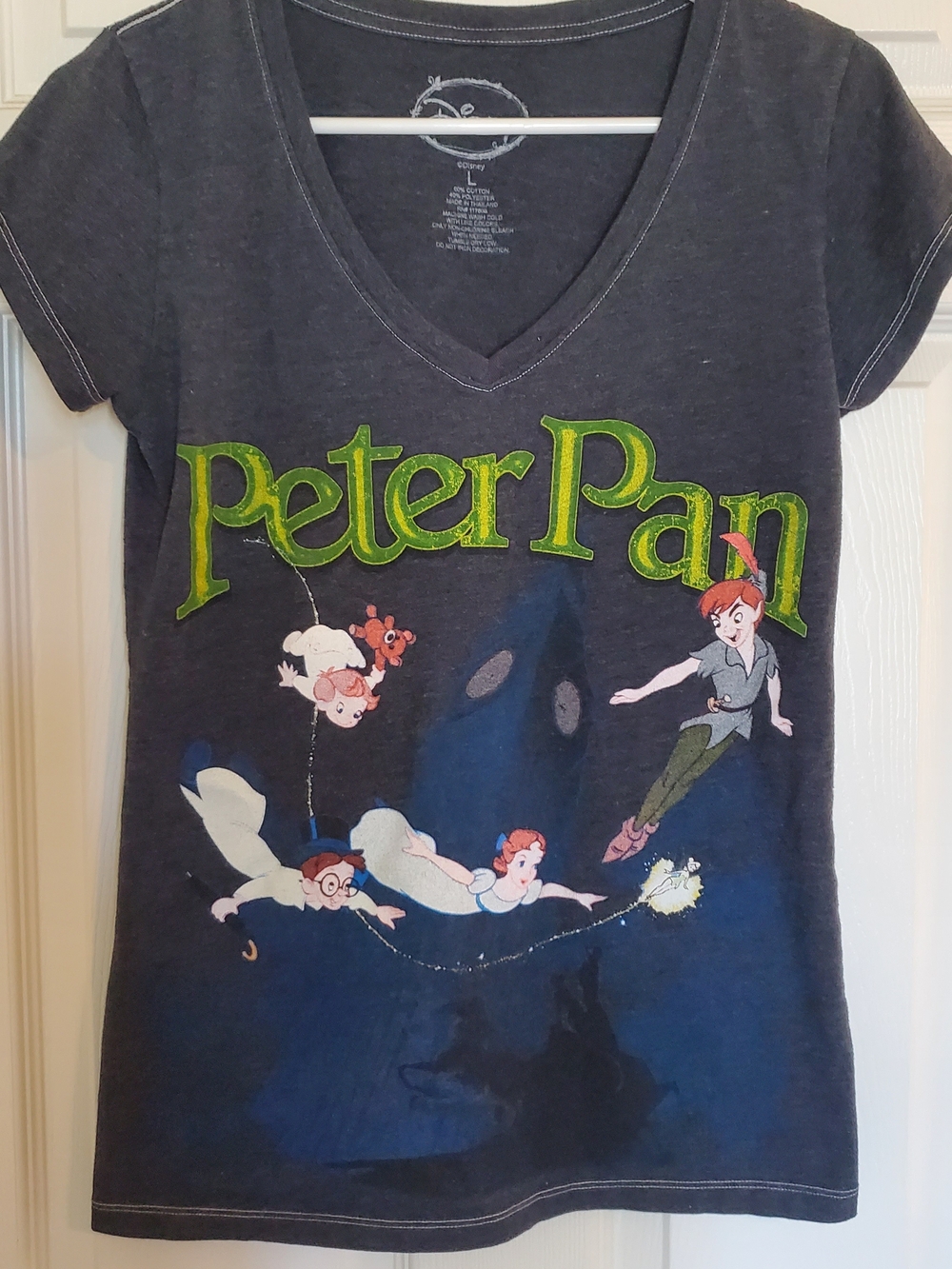 Disney Peter Pan Charcoal V‑Neck Tee
